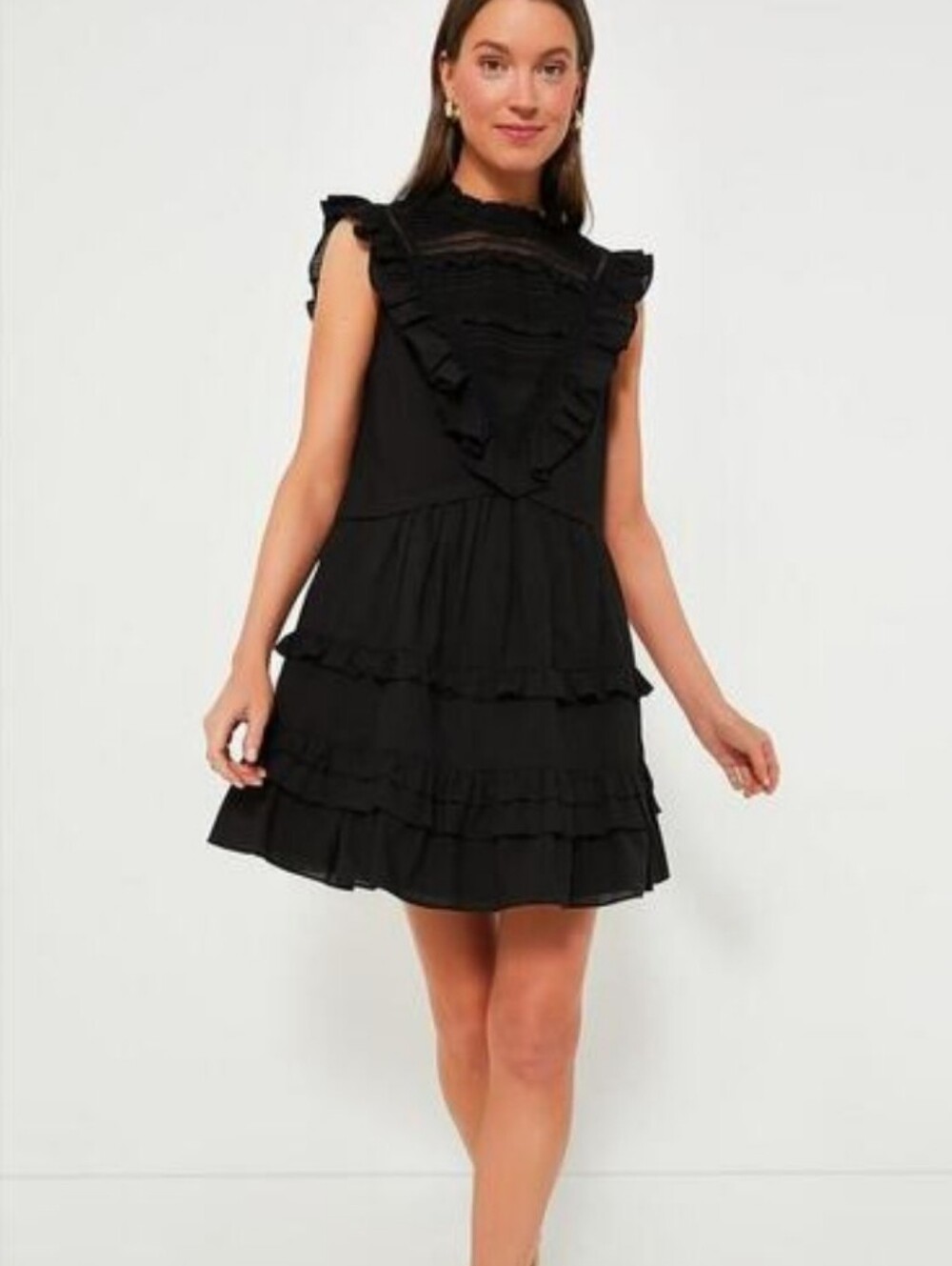 Tuckernuck Pomander Place Black Ruffle Cecilia Mini Dress Size Small